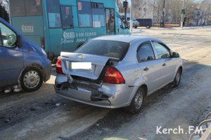 Новости » Криминал и ЧП: В Керчи троллейбус врезался в иномарку