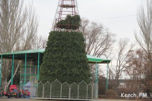 Новости » Общество: В Керчи главную елку почти собрали