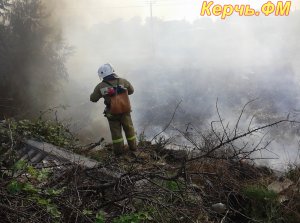 Новости » Криминал и ЧП: В Керчи потушили пожар возле гаражного кооператива (видео)