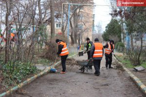 Новости » Общество: В Керчи коммунальщики благоустраивают жилой двор в Аршинцево