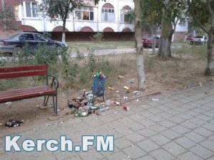 В Керчи аллею напротив школы завалили мусором
