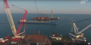 Новости » Общество: Появилось новое видео Керченского моста с высоты