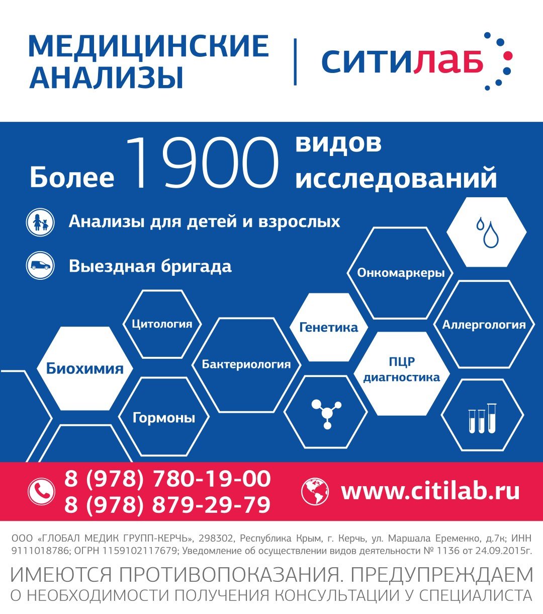 СИТИЛАБ» более 1800 медицинских анализов, со скидкой 10% » Керчь.ФМ