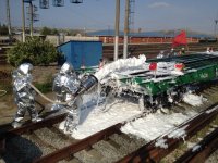 В Керчи потушили условный пожар на железнодорожных путях