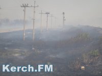 В Керчи горит трава в районе аэропорта