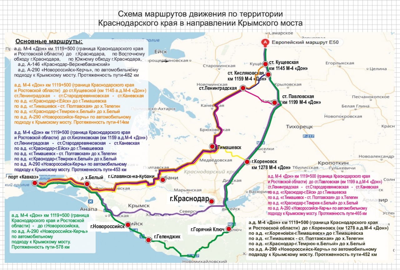 Как подъехать к Крымскому мосту со стороны Краснодарского края (схема)