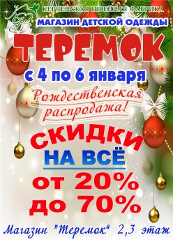 Бизнес новости: РОЖДЕСТВЕНСКАЯ РАСПРОДАЖА в Сети магазинов «Теремок»