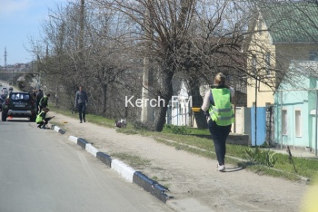 В Керчи бордюры красят в бело-черный цвет