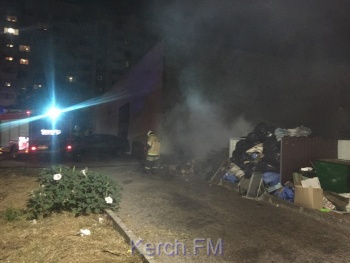 Новости » Криминал и ЧП: Пожар на мусорной куче чуть не сжег машины в керченском дворе
