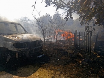 Из-за горящей травы в Крыму сгорел автомобиль