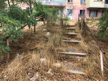 Новости » Общество: Керчане вытоптали тропинку, чтобы обходить заброшенную лестницу