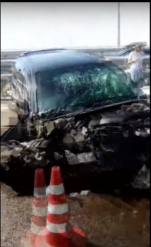 Новости » Криминал и ЧП: Очевидцы опубликовали видео с места аварии на Крымском мосту