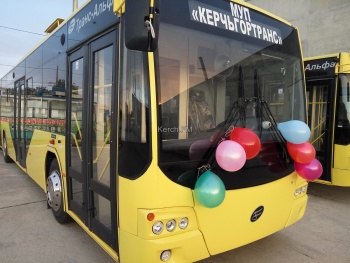 Новости » Общество: «Нефазы» и троллейбусы в Керчи украсили воздушными шарами