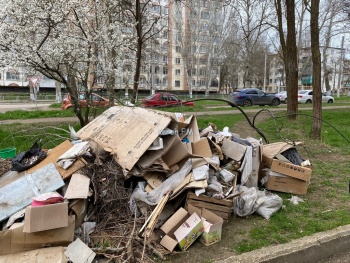 Никому нет дела: гора мусора уже месяц лежит на газоне на Генерала Петрова