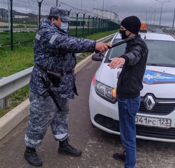 Новости » Общество: На трассе  в Керчи с забора охраняемого объекта сняли двух нарушителей