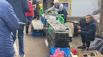 Новости » Общество: Рыба и мандарины: в Керчи стихийщики перекрыли частично вход на центральный рынок