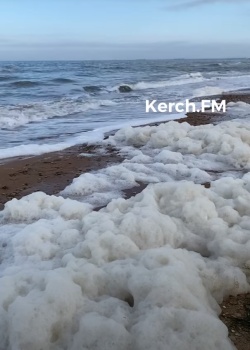 Новости » Общество: Снег по-керченски: на Маяке пляж покрылся морской пеной