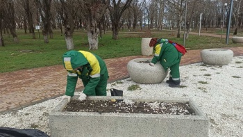 В Комсомольском парке привели в порядок клумбы для последующей высадки цветов
