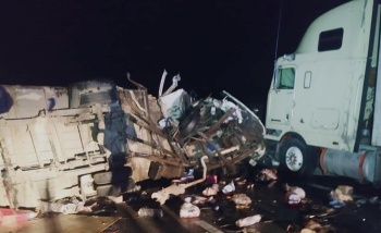 В серьёзной аварии на «Тавриде» с участием двух грузовиков пострадал водитель