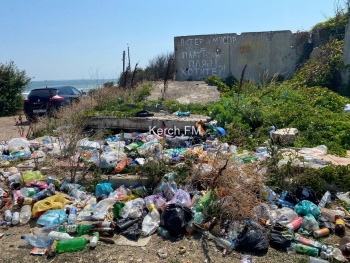 Новости » Общество: Около пляжа на Маяке образовалась свалка