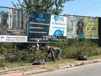 Новости » Общество: Розы в скверах Керчи приводят в порядок