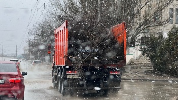 Новости » Общество: Уже не грязь и камни: ветки выпадают из кузовов грузовиков в Керчи