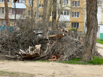 Пока в Крыму объявили высокую пожароопасность, в Керчи складируют сухие ветки у многоэтажек