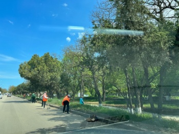 Новости » Общество: Дворники приводят в порядок обочины дорог в Аршинцево