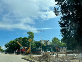 Новости » Общество: На «Парковой» в Керчи  ведут обрезку деревьев