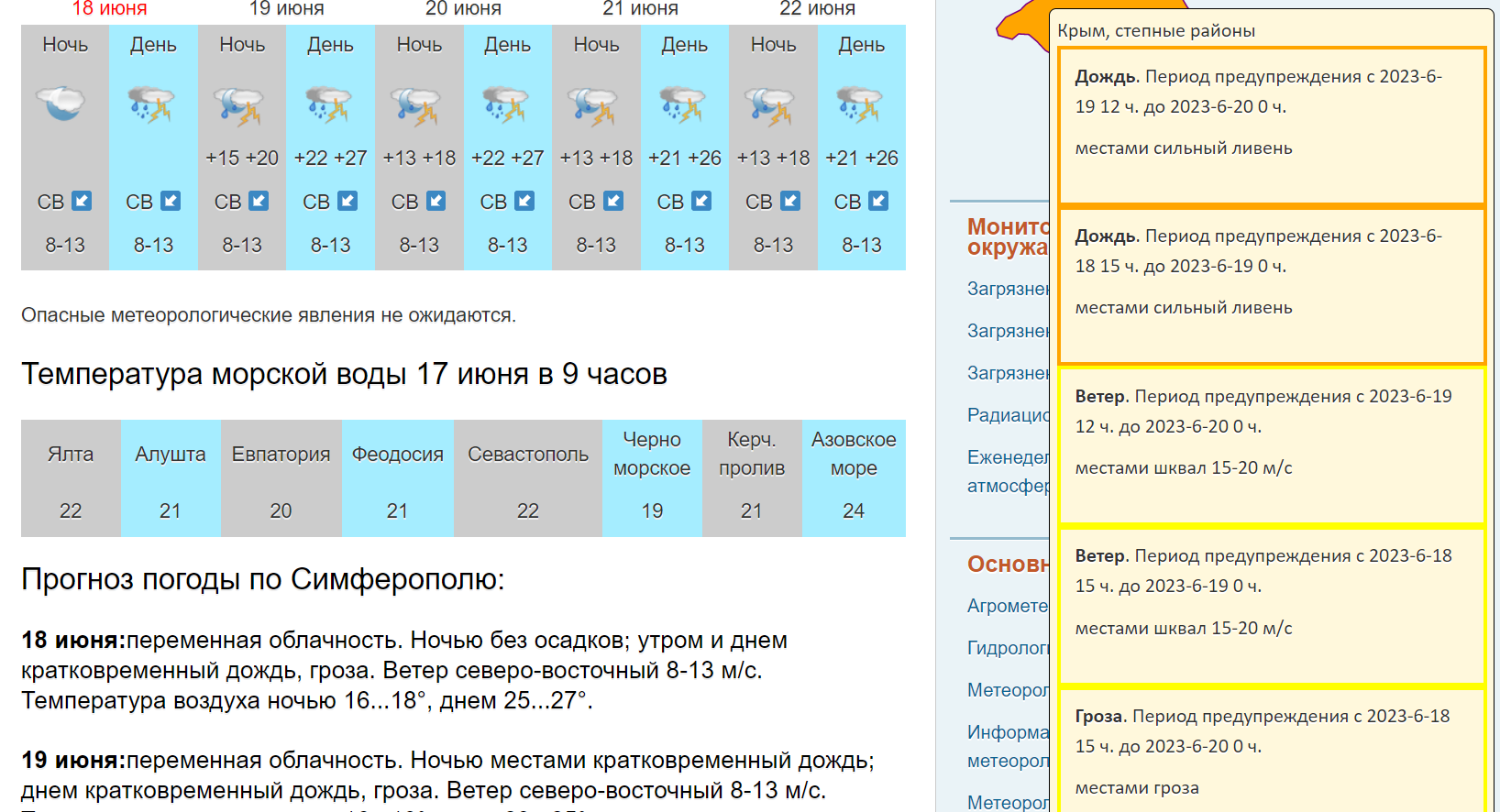 Дождь в крыму карта