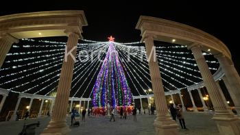 Новости » Общество: Без гуляний и Деда Мороза: в Керчи зажгли огни на новогодней ёлке