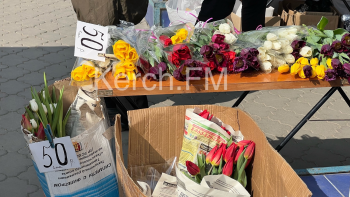 Новости » Криминал и ЧП: Праздник закончился: тюльпаны в Керчи начали распродавать